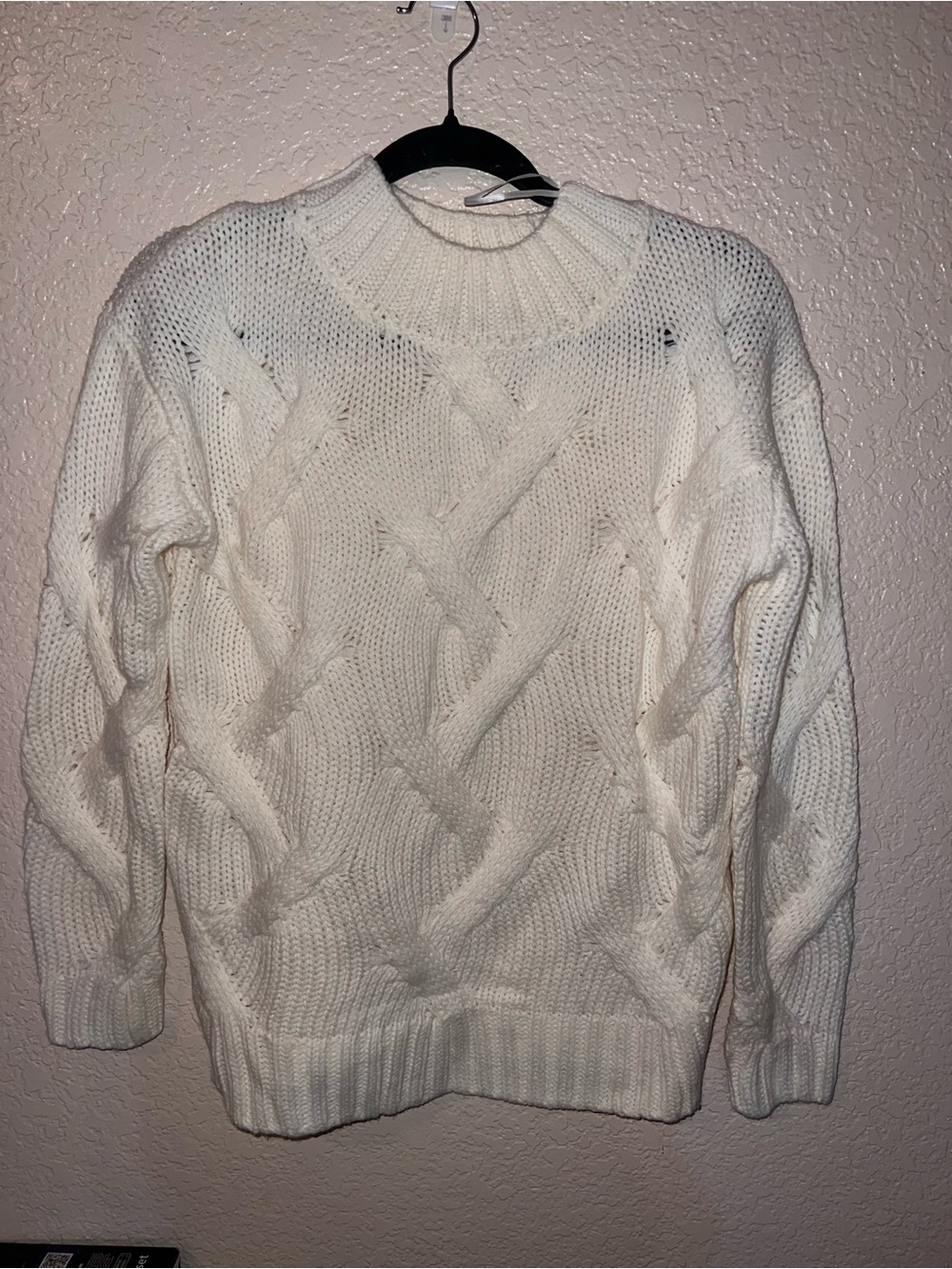 Love By Design Ivory Cable-Knit Crewneck Sweater